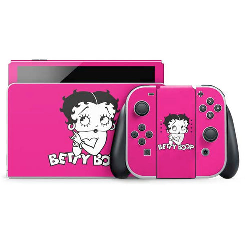 Betty Boop Pink Background Nintendo Switch OLED (2021) Skin